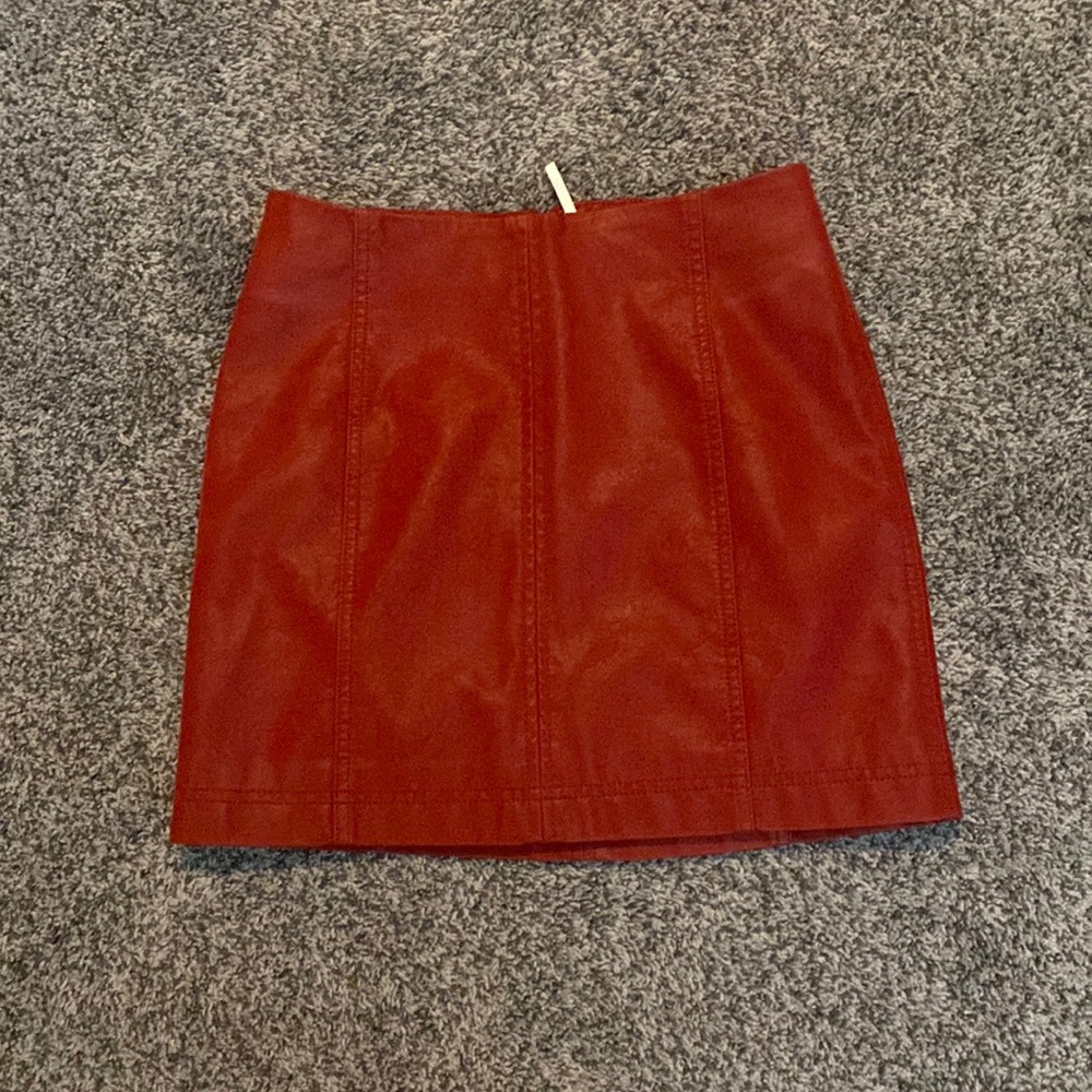 Free people red leather mini skirt